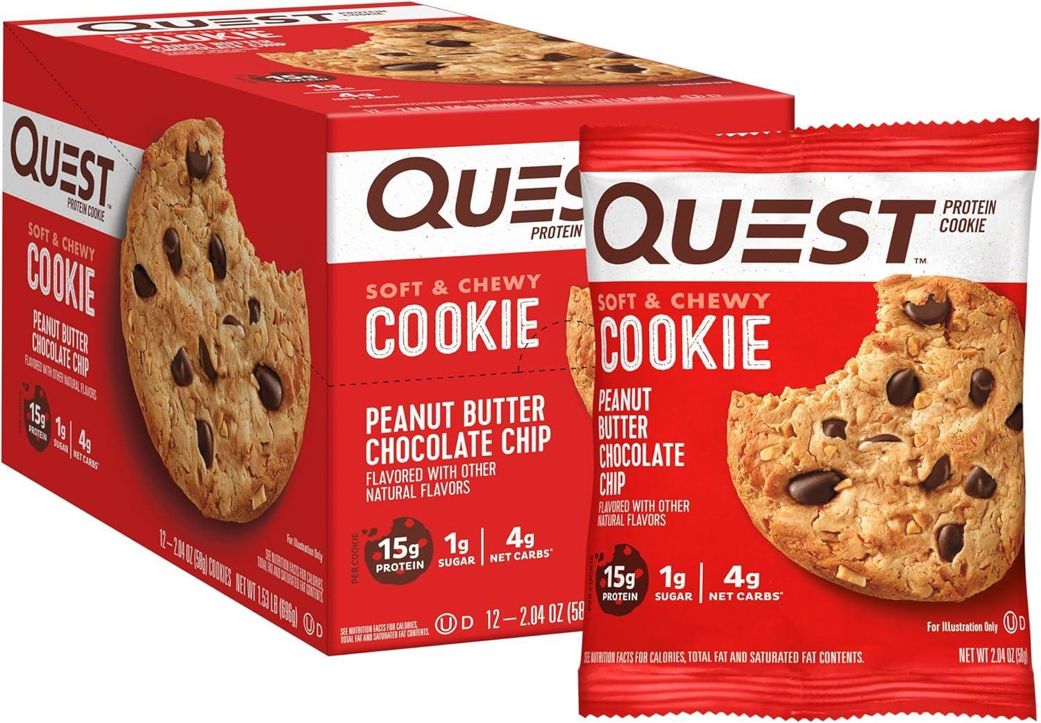 Quest Cookie de Proteína Peanut Butter Choco Chip Roja