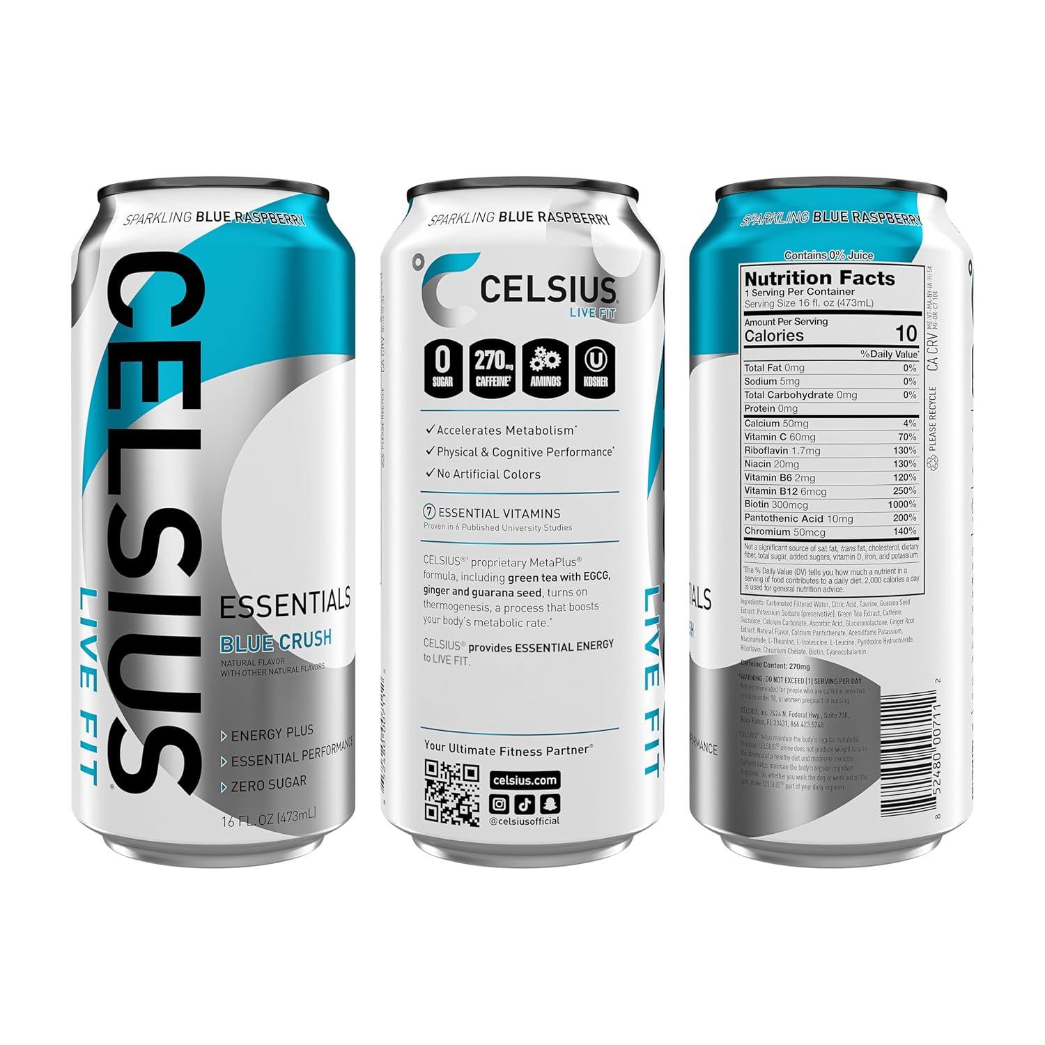 BEBIDA CELSIUS ESSENTIALS BLUE RUSH