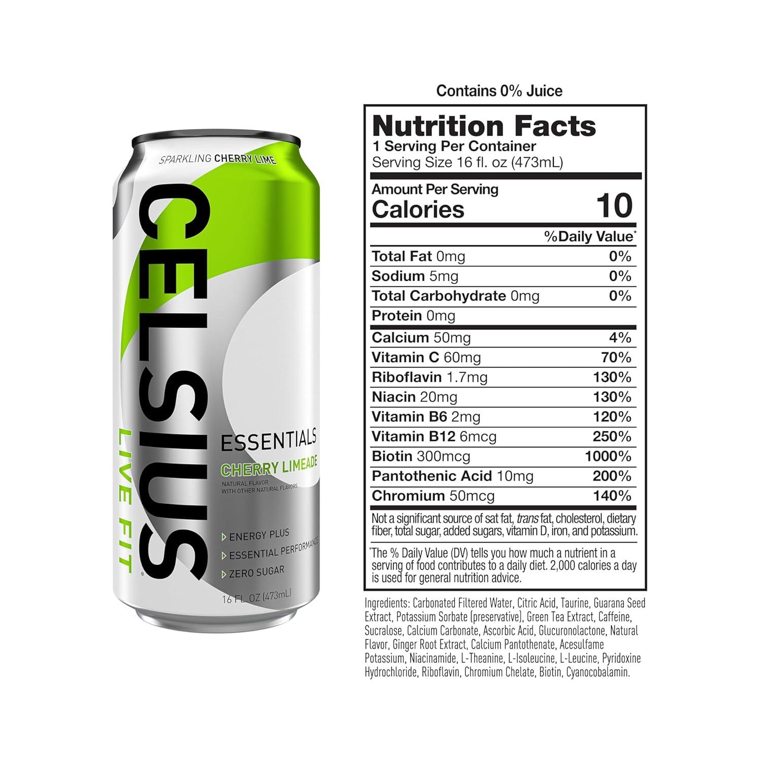 BEBIDA CELSIUS ESSENTIALS CHERRY LIMEADE