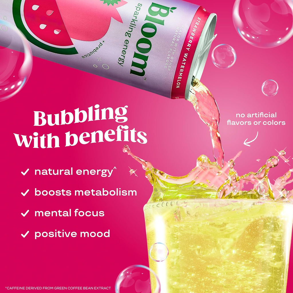 Bloom Nutrition Bebida energética con Gas - Strawberry Watermelon