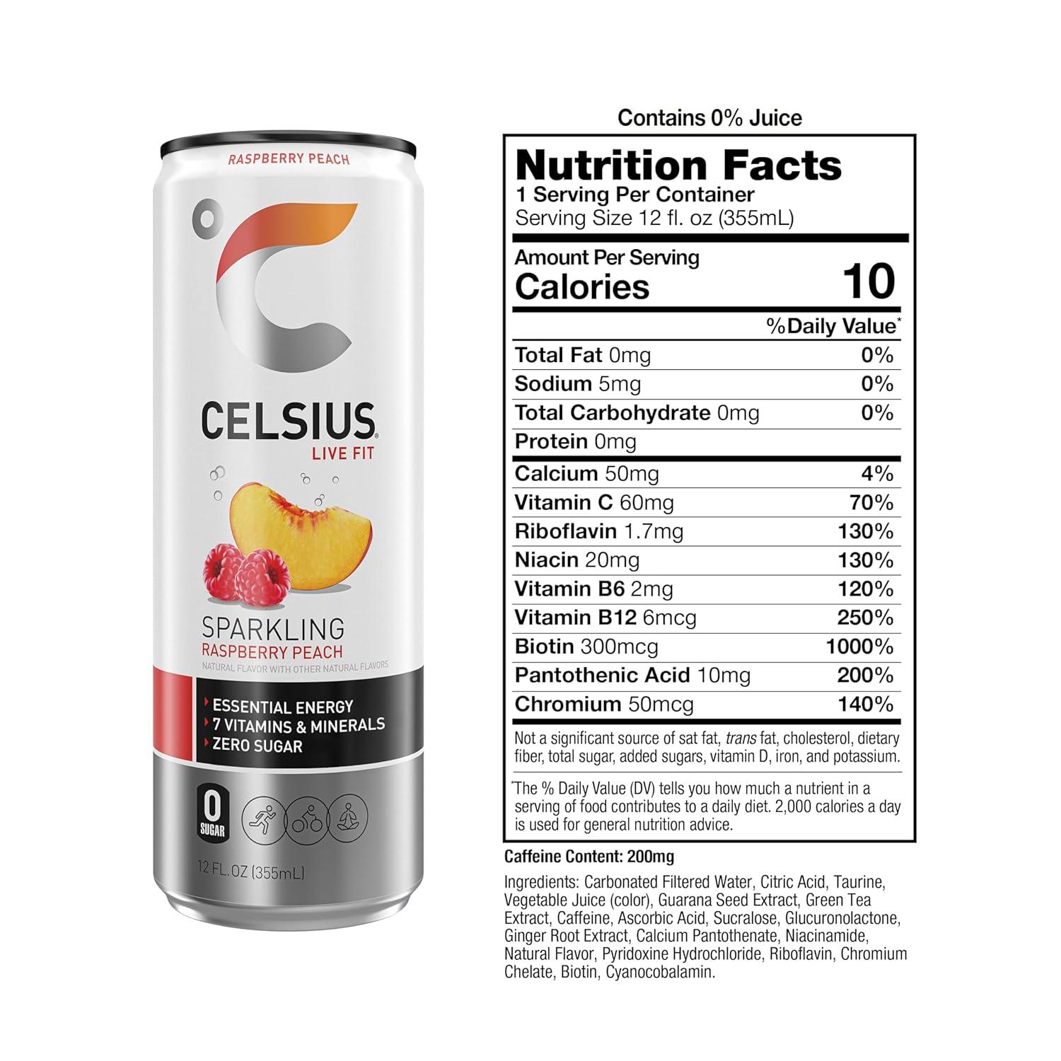 BEBIDA CELSIUS LIVE FIT SPARKLING Raspberry Peach 355ML
