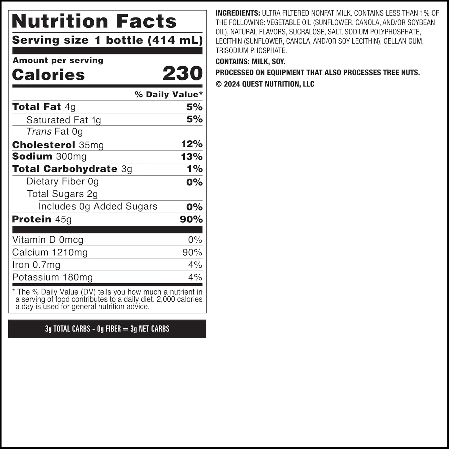 Quest Protein Milkshake 45 g Proteina   Vanilla