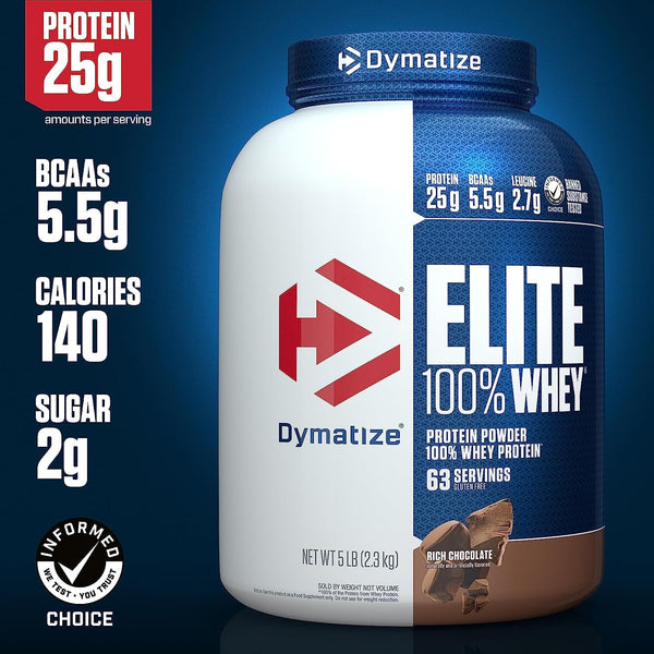 Dymatize Elite 100% Whey Protein - 5 lb - Rich Chocolate