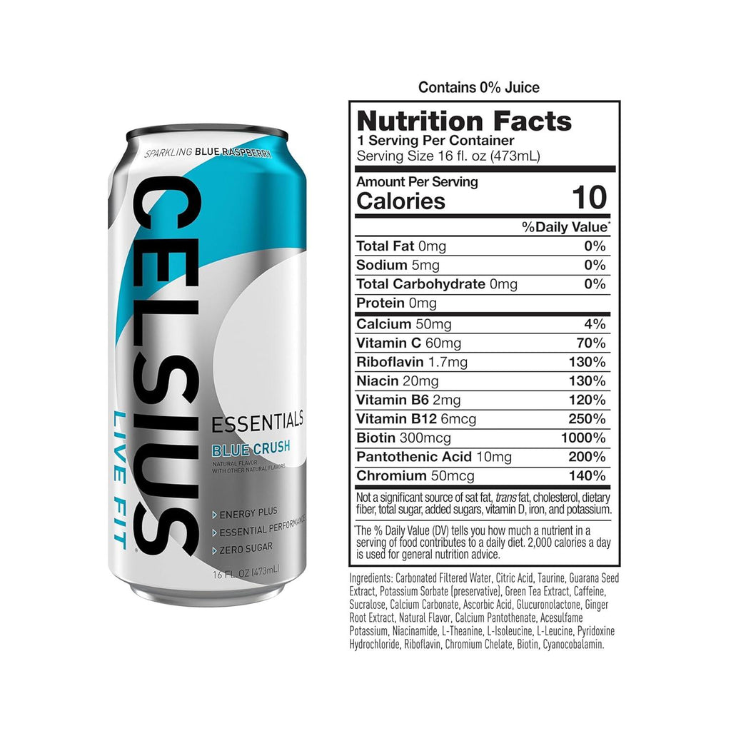 BEBIDA CELSIUS ESSENTIALS BLUE RUSH
