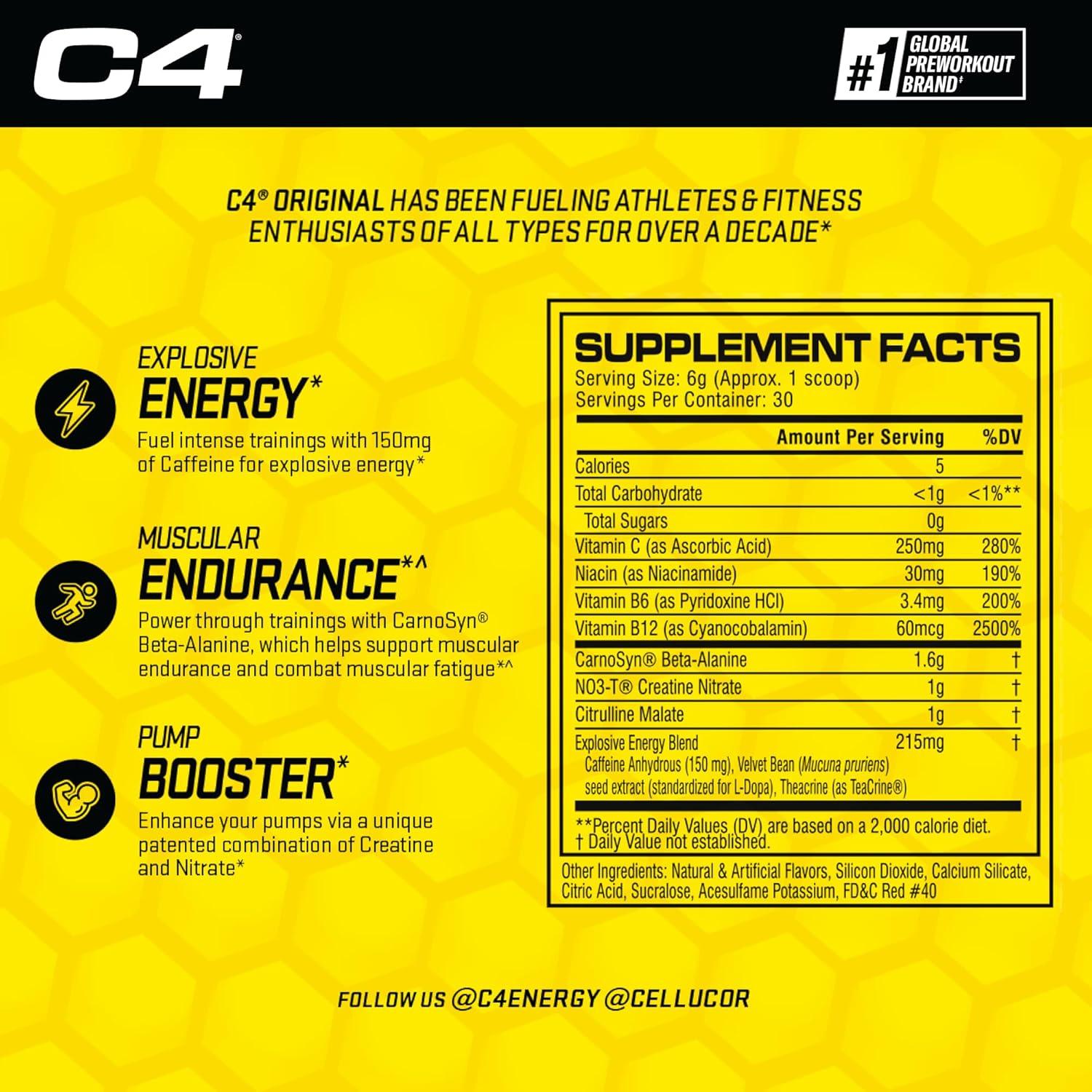 Pre Workout C4 Original   Fruit Punch   30 servicios