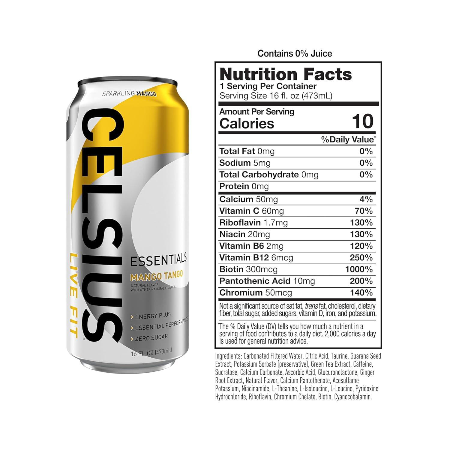 BEBIDA CELSIUS ESSENTIALS MANGO TANGO