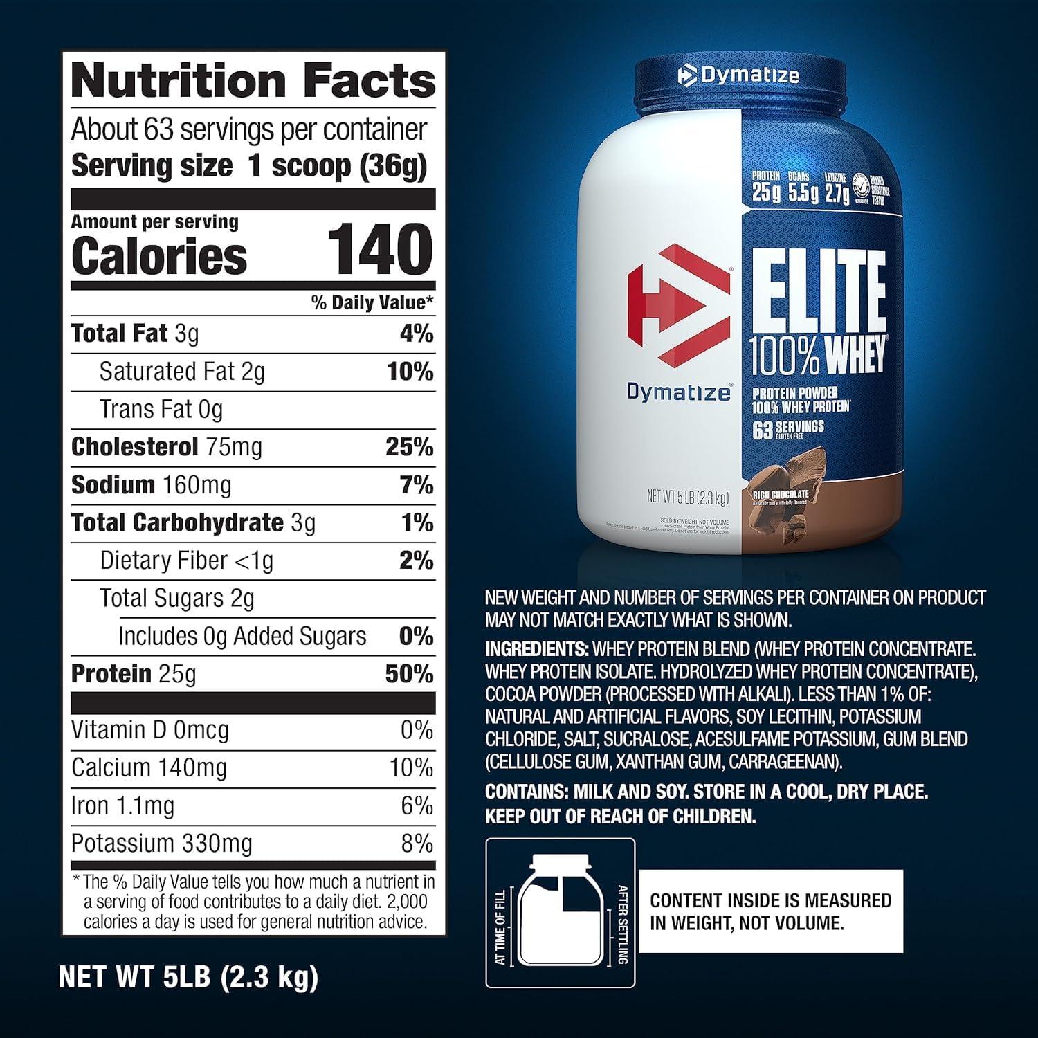 Proteína Dymatize Elite 100% Whey Protein 5 lb   Rich Chocolate