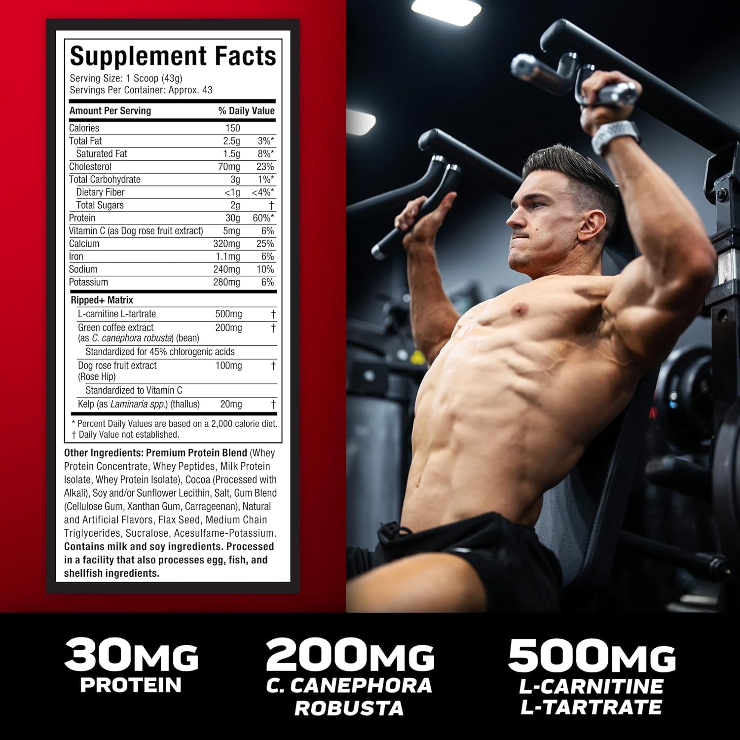 MuscleTech Nitro Tech Ripped  Chocolate Fudge Brownie 4 LB