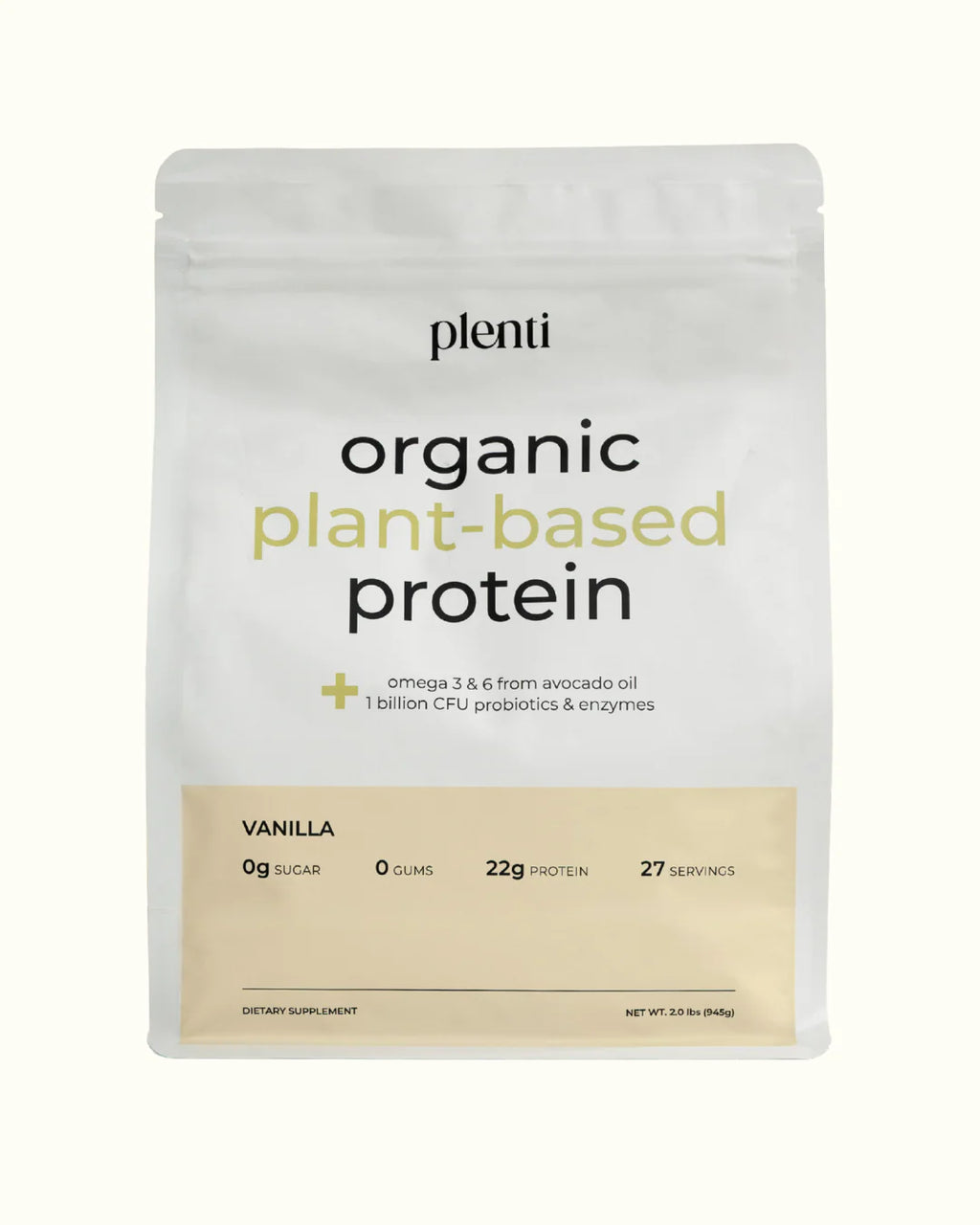 Plenti Proteína Vegetal de Vainilla 2 lb 27 Servicios
