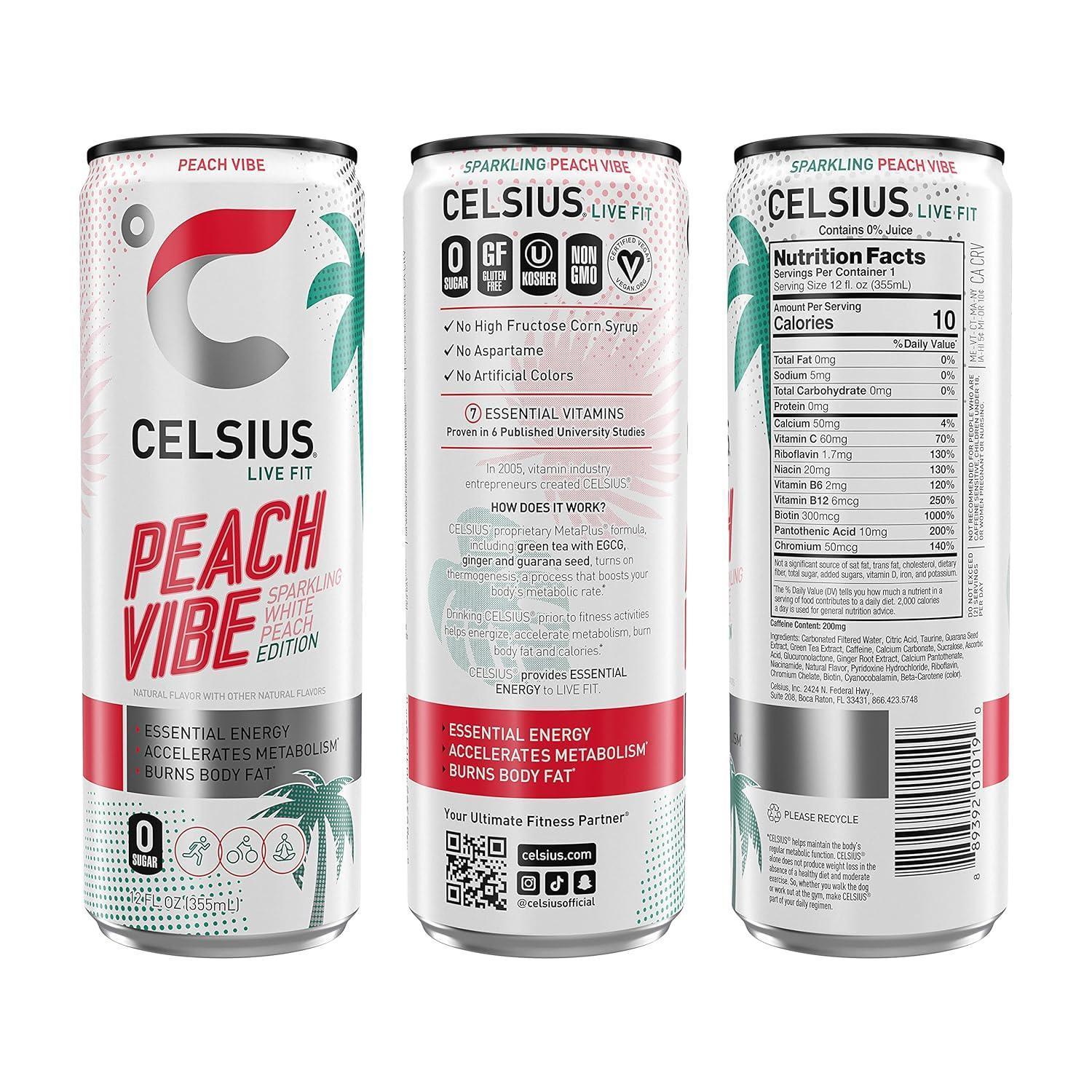 BEBIDA CELSIUS LIVE FIT SPARKLING PEACH VIBE 355ML