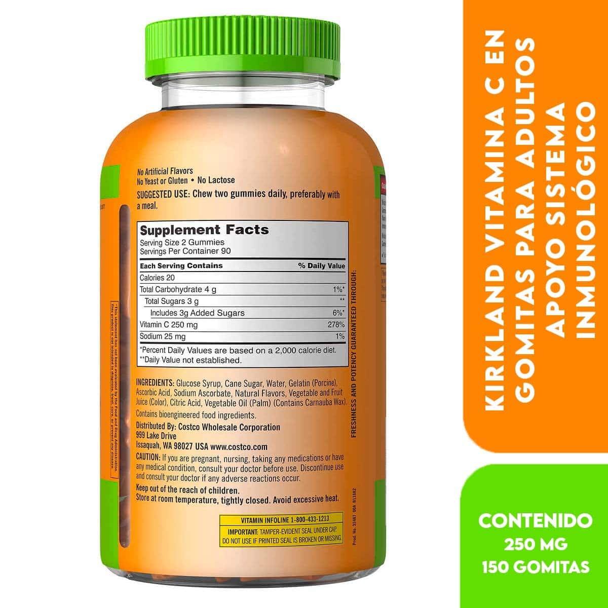 VITAMINA C GOMITAS KIRKLAND ADULTO 250 MG / 180 GUMMIES