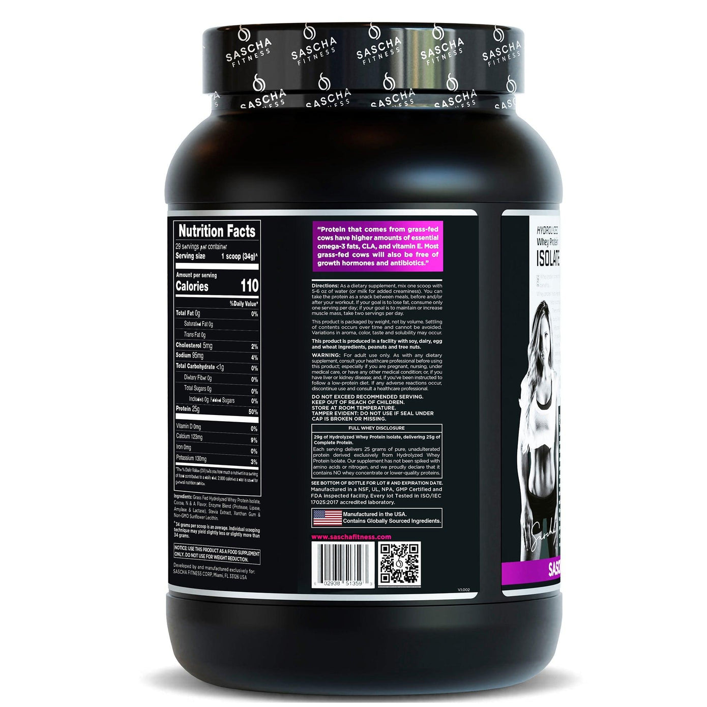 Sascha Fitness Hydrolyzed Whey Protein Isolate CHOCOLATE 986 g