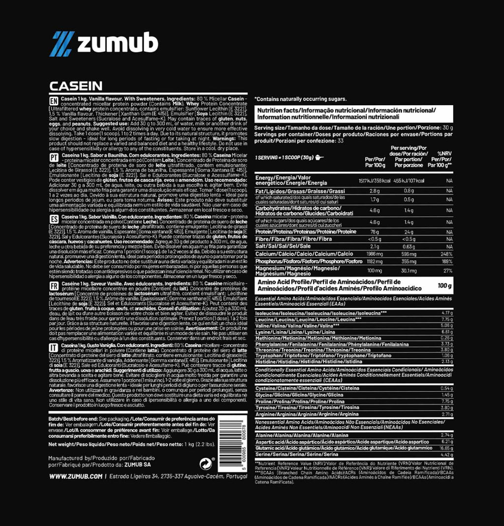 Zumub Caseína  1kg   Vainilla