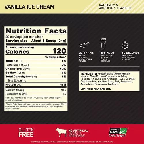 Proteína Optimum Nutrition 100% Whey Gold Standard   2lb   Vainilla Cream