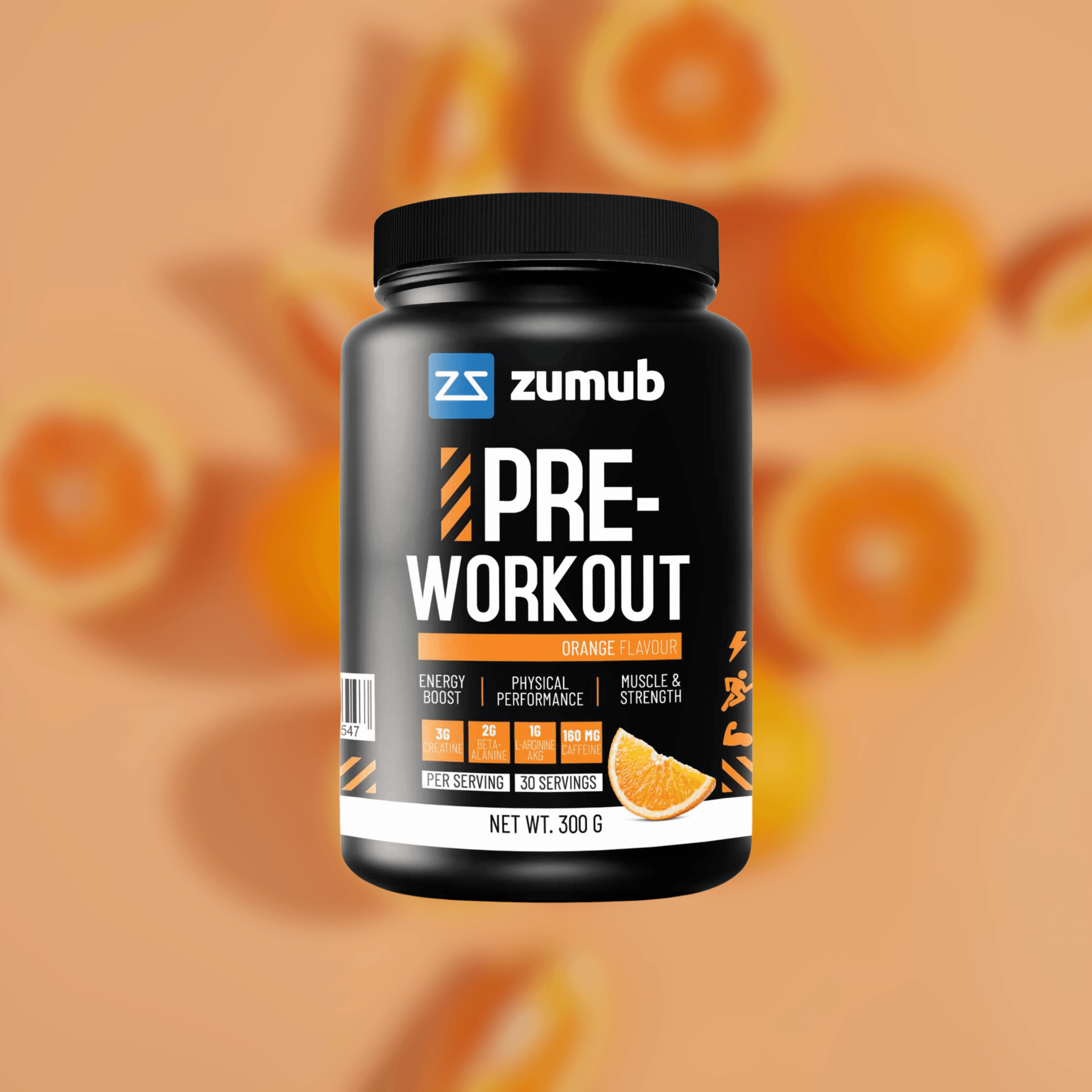 Zumub Pre Workout entrenamiento 300 g   Naranja