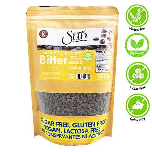 Gotas de Chocolate SUN BITTER Monkfruit 500 g