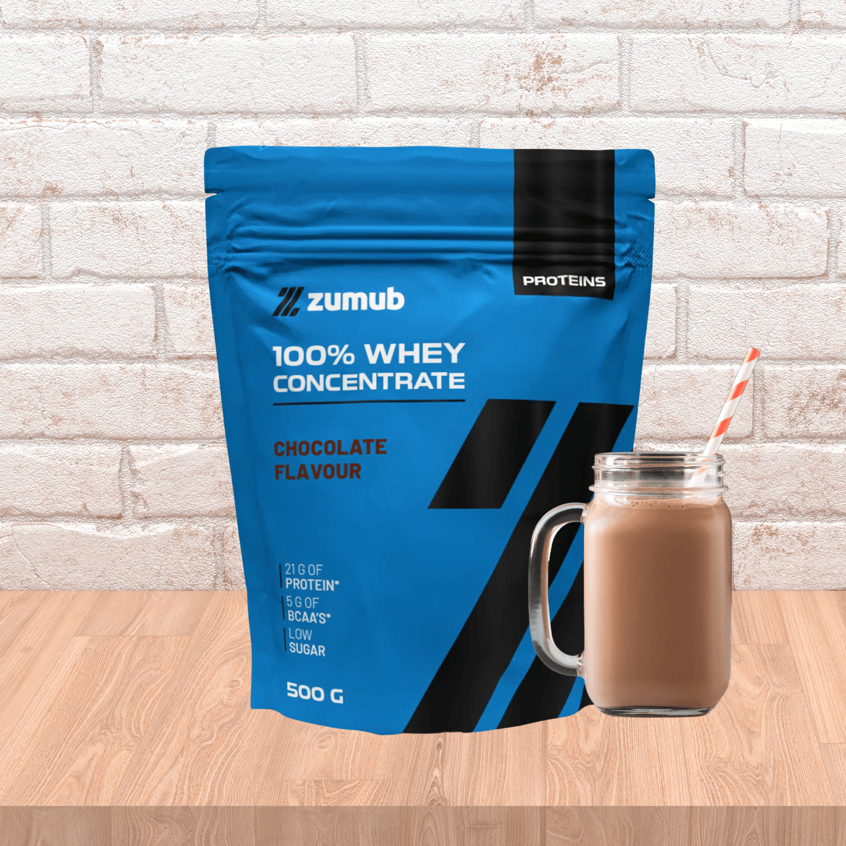 Zumub Proteína 100% Whey Concentrada 500 g   Chocolate