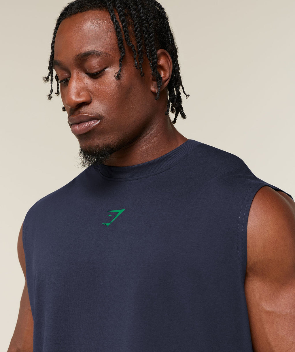 Gymshark Power Cut Off Tank – Heavy Blue/Track Green