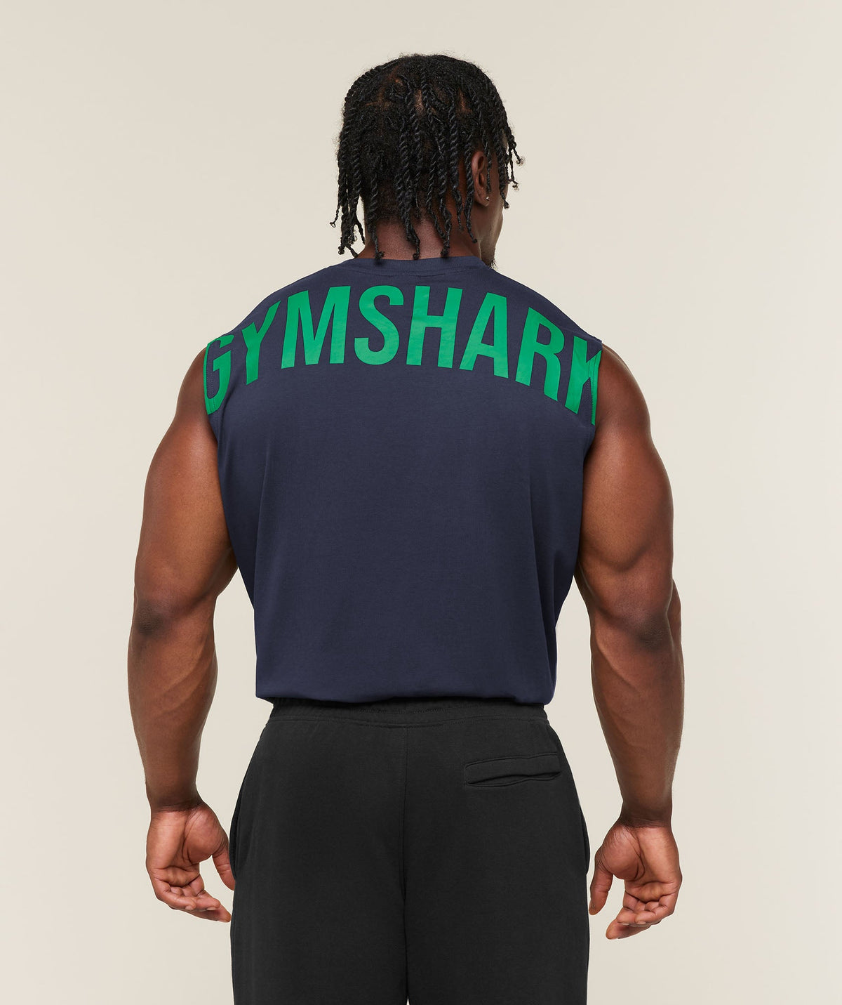 Gymshark Power Cut Off Tank – Heavy Blue/Track Green