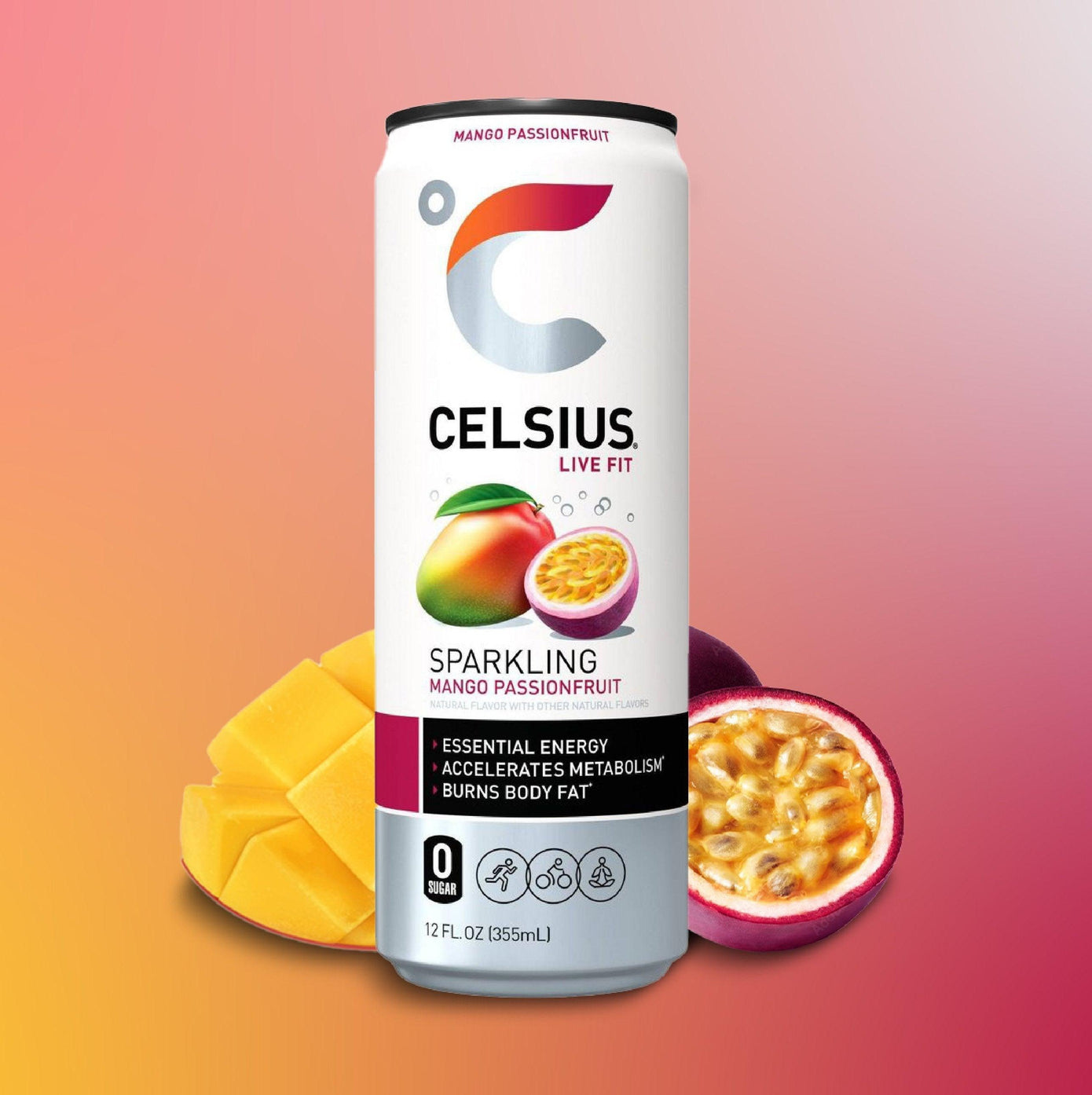 BEBIDA CELSIUS LIVE FIT SPARKLING MANGO PASSIONFRUIT 355ML