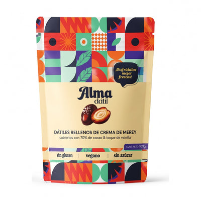 Alma Dátil Dátiles Rellenos Cubiertos de Chocolate sin Azúcar 100 g