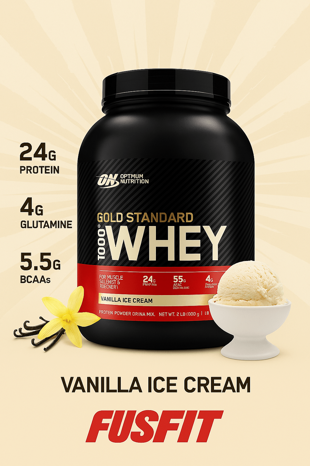 Proteína Optimum Nutrition 100% Whey Gold Standard   2lb   Vainilla Cream