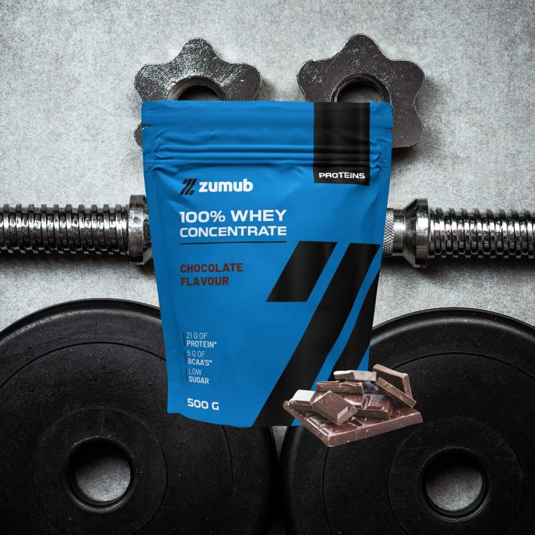 Zumub Proteína 100% Whey Concentrada 500 g   Chocolate