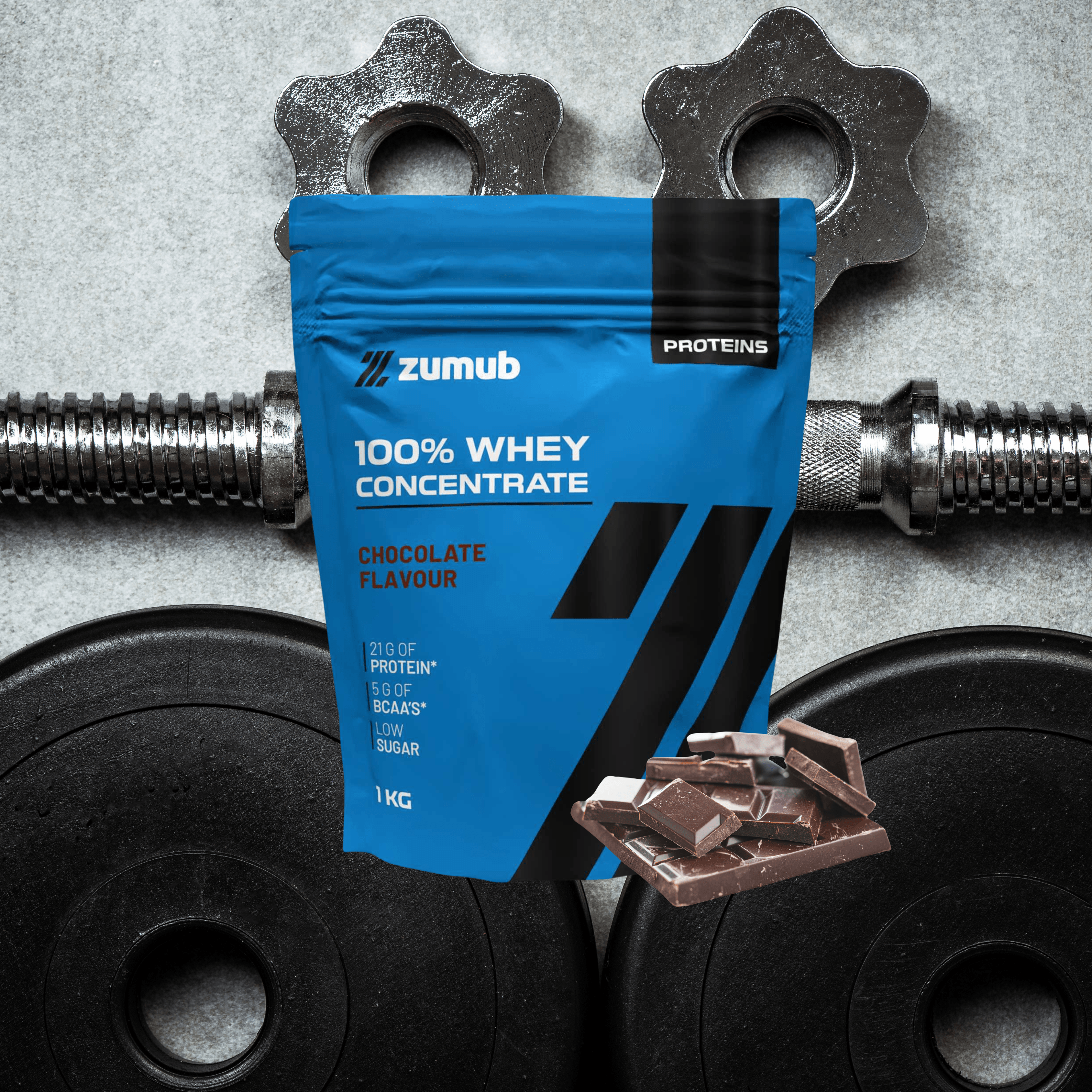 Zumub Proteína 100% Whey Concentrada 1kg   Chocolate