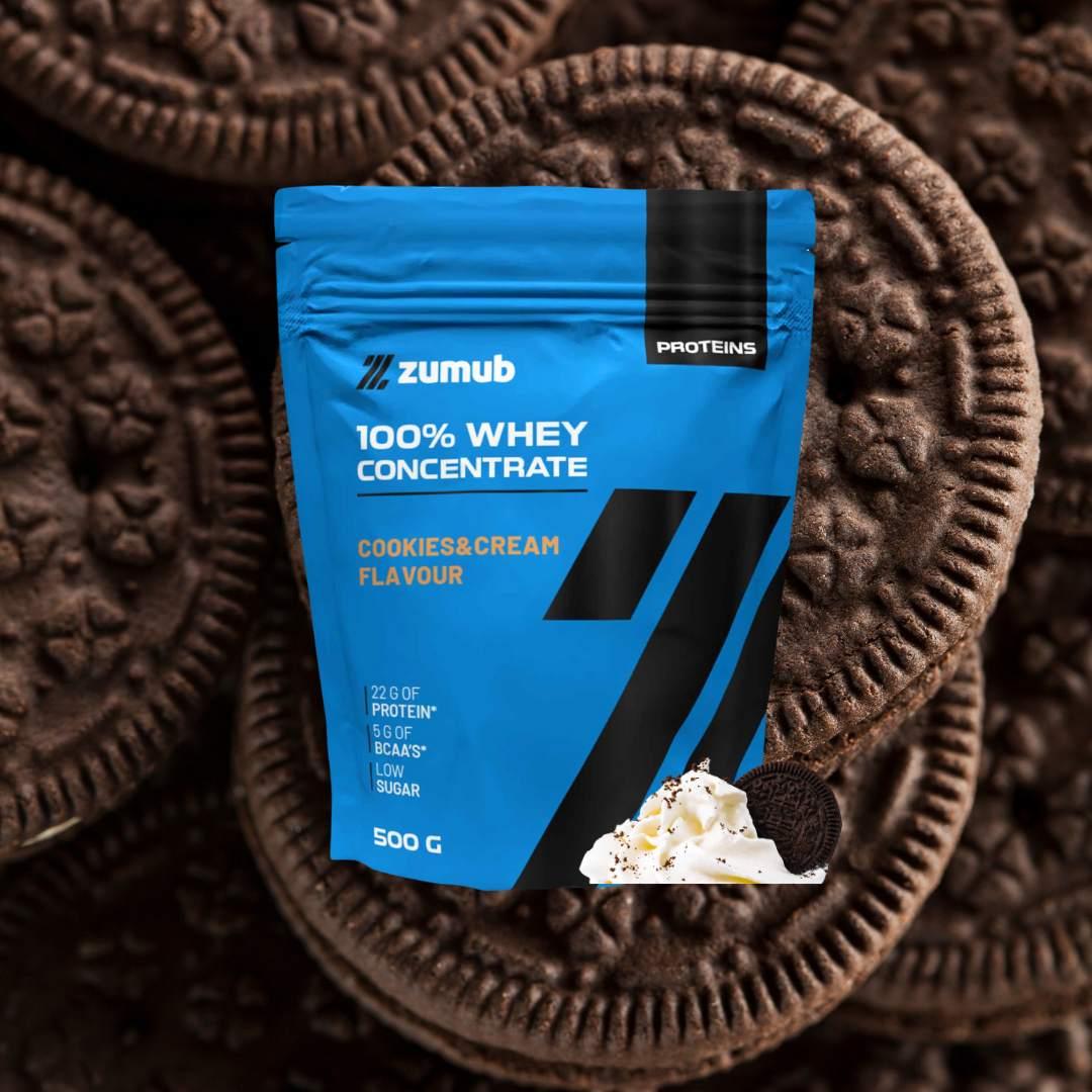 Zumub Proteína 100% Whey Concentrada 500 g   Cookies and Cream