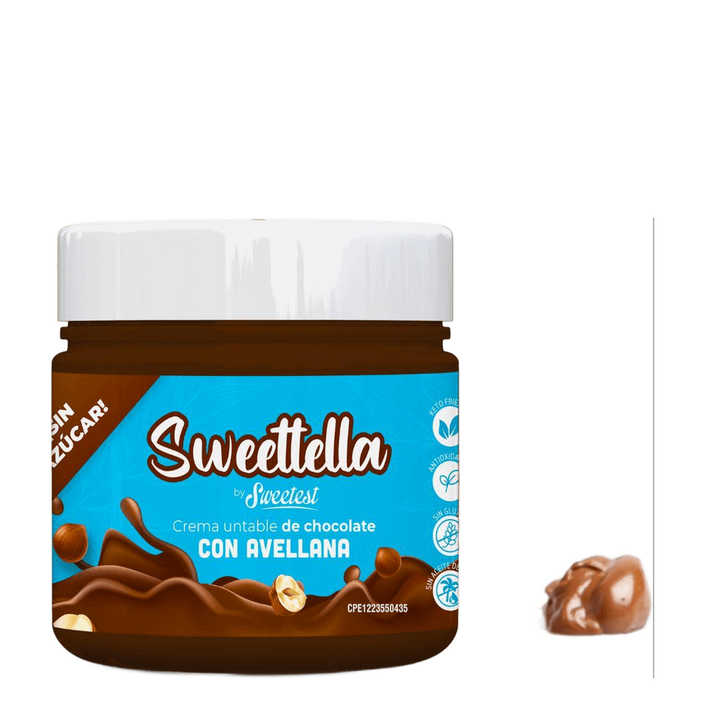 CREMA UNTABLE SWEETEST DE CHOCOLATE CON AVELLANA SIN AZÚCAR SWEETTELLA 200 G