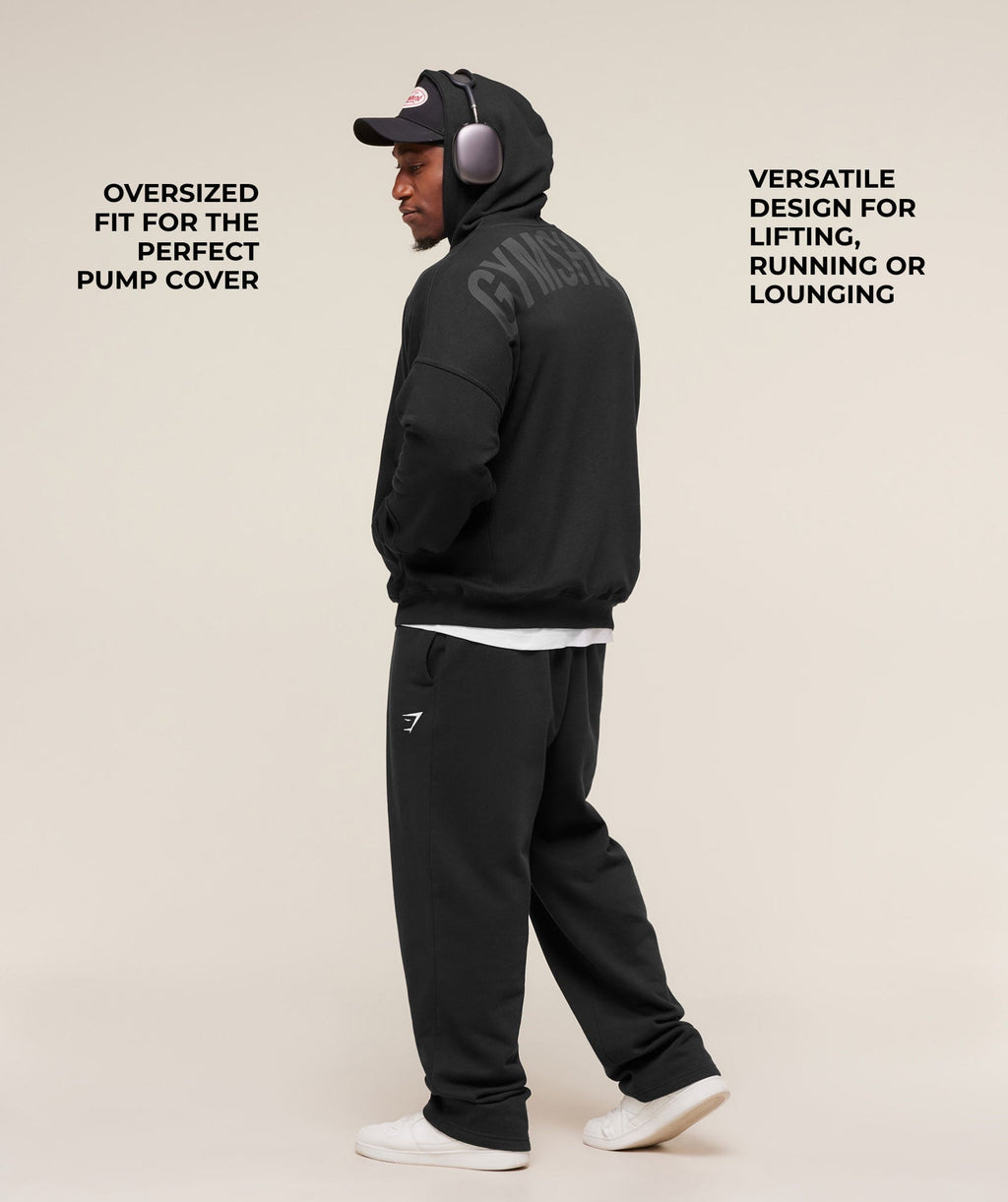 Gymshark Power Zip Up Hoodie - Black/Asphalt Grey