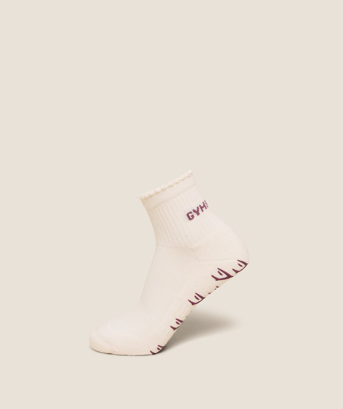 Gymshark Frill Pilates Midi Sock – Soft White/Calm Pink