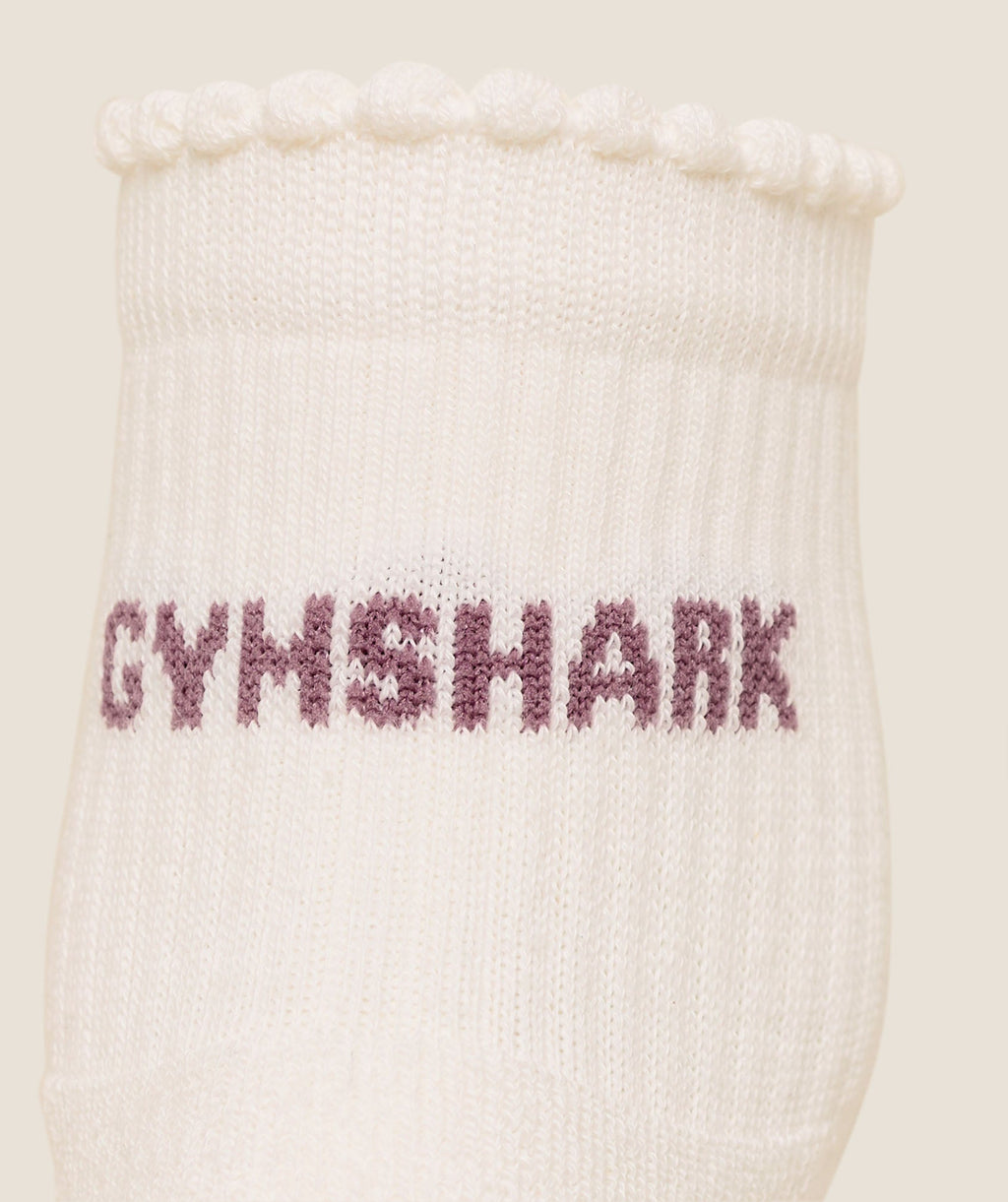 Gymshark Frill Pilates Midi Sock – Soft White/Calm Pink
