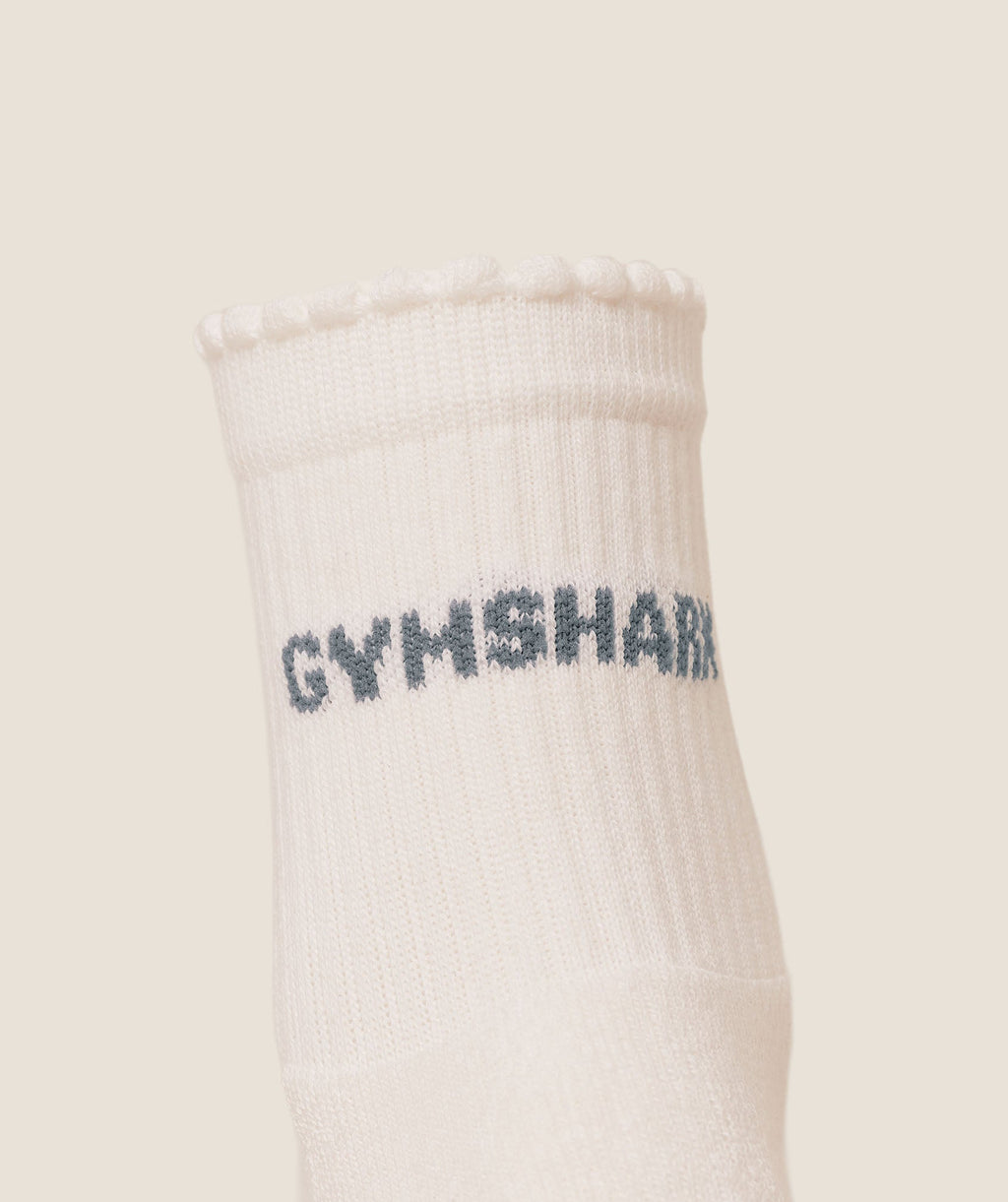 Gymshark Frill Pilates Midi Sock – Soft White/Iron Blue