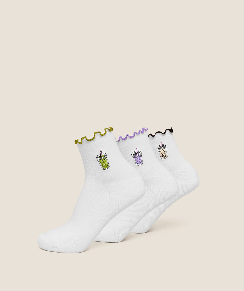 Gymshark Hydration Graphic Midi Frill Socks 3pk – White
