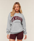 Gymshark Collegiate Graphic Crew Neck Pullover – Light Grey Core Marl/GS Sets Red
