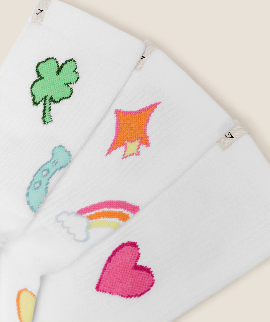 Gymshark Lucky Graphic Crew Socks 3pk