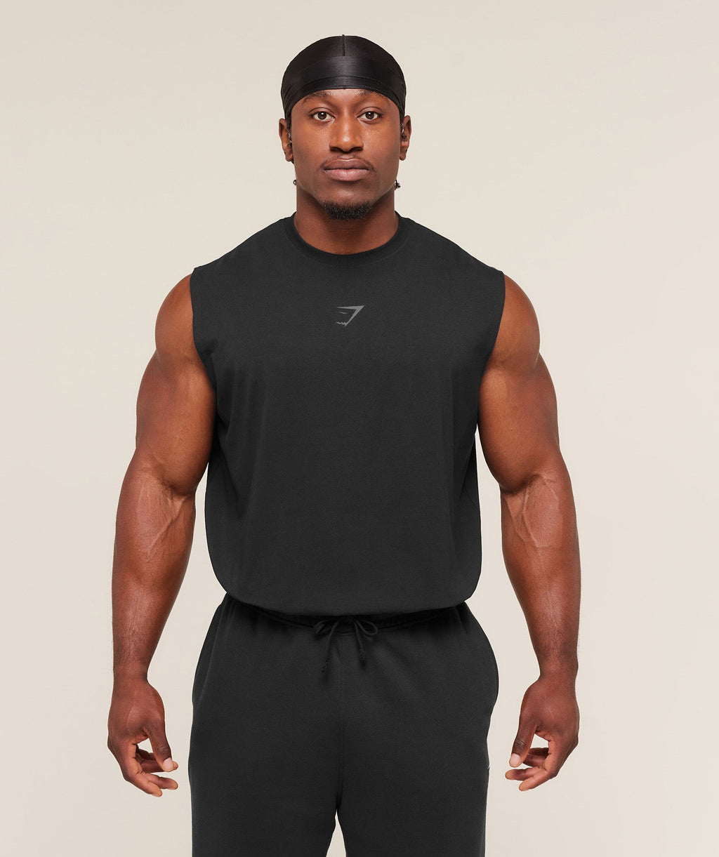 Gymshark Power Cut Off Tank – Black/Asphalt Grey