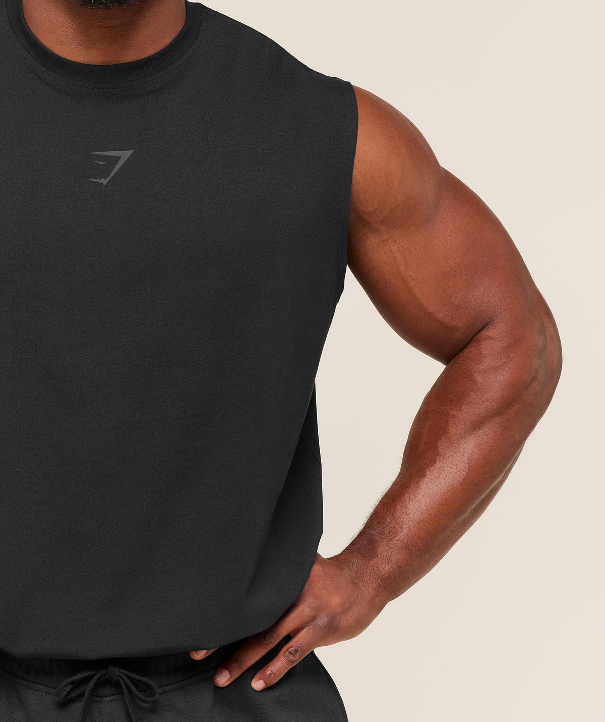 Gymshark Power Cut Off Tank – Black/Asphalt Grey