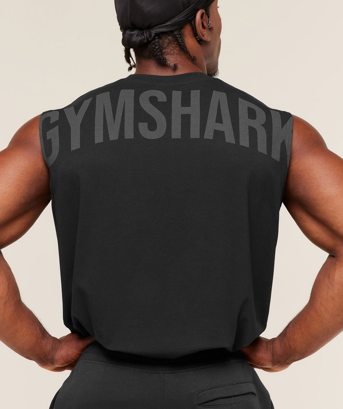 Gymshark Power Cut Off Tank – Black/Asphalt Grey