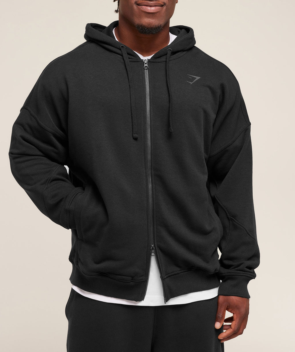 Gymshark Power Zip Up Hoodie - Black/Asphalt Grey