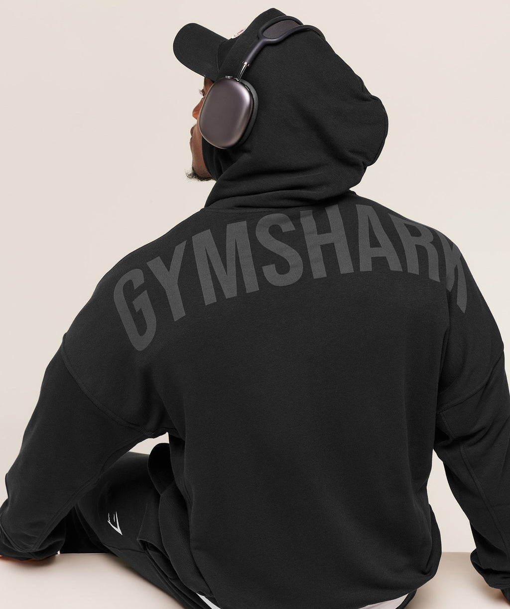 Gymshark Power Zip Up Hoodie - Black/Asphalt Grey