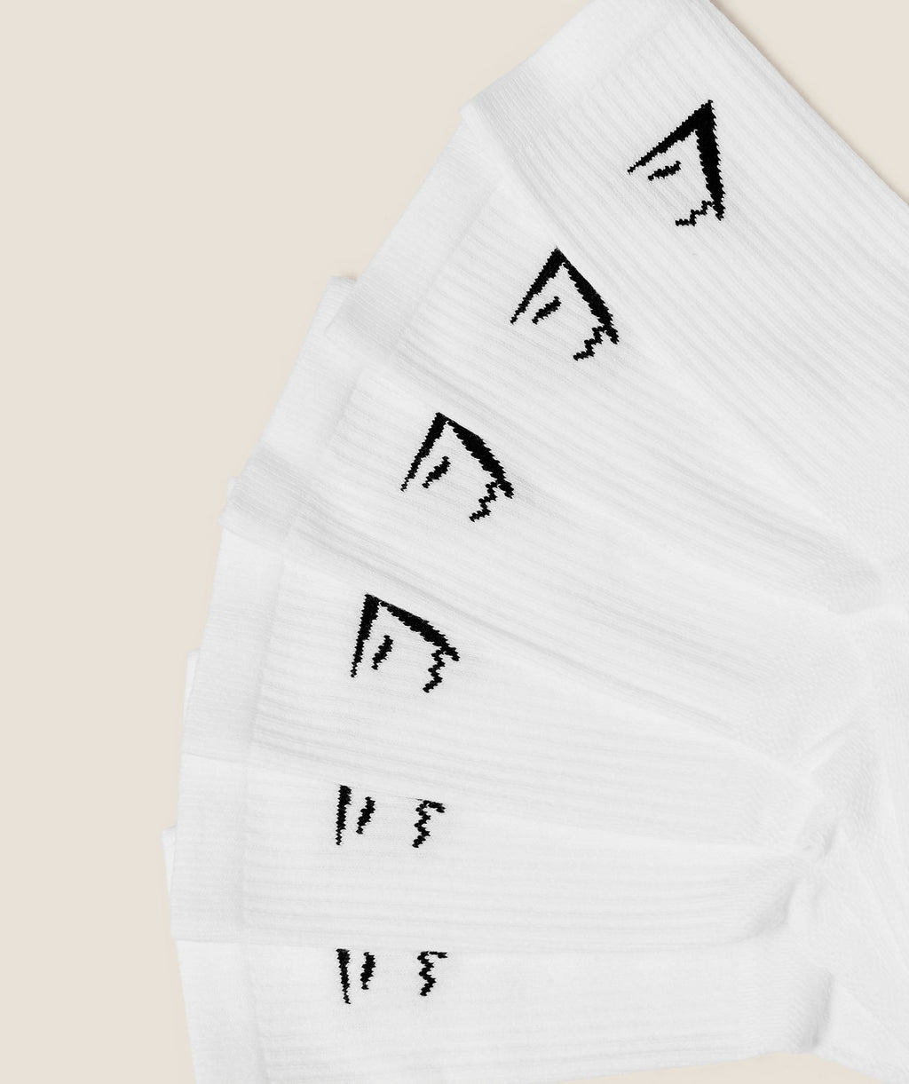 Gymshark Crew Socks 6pk - GS White