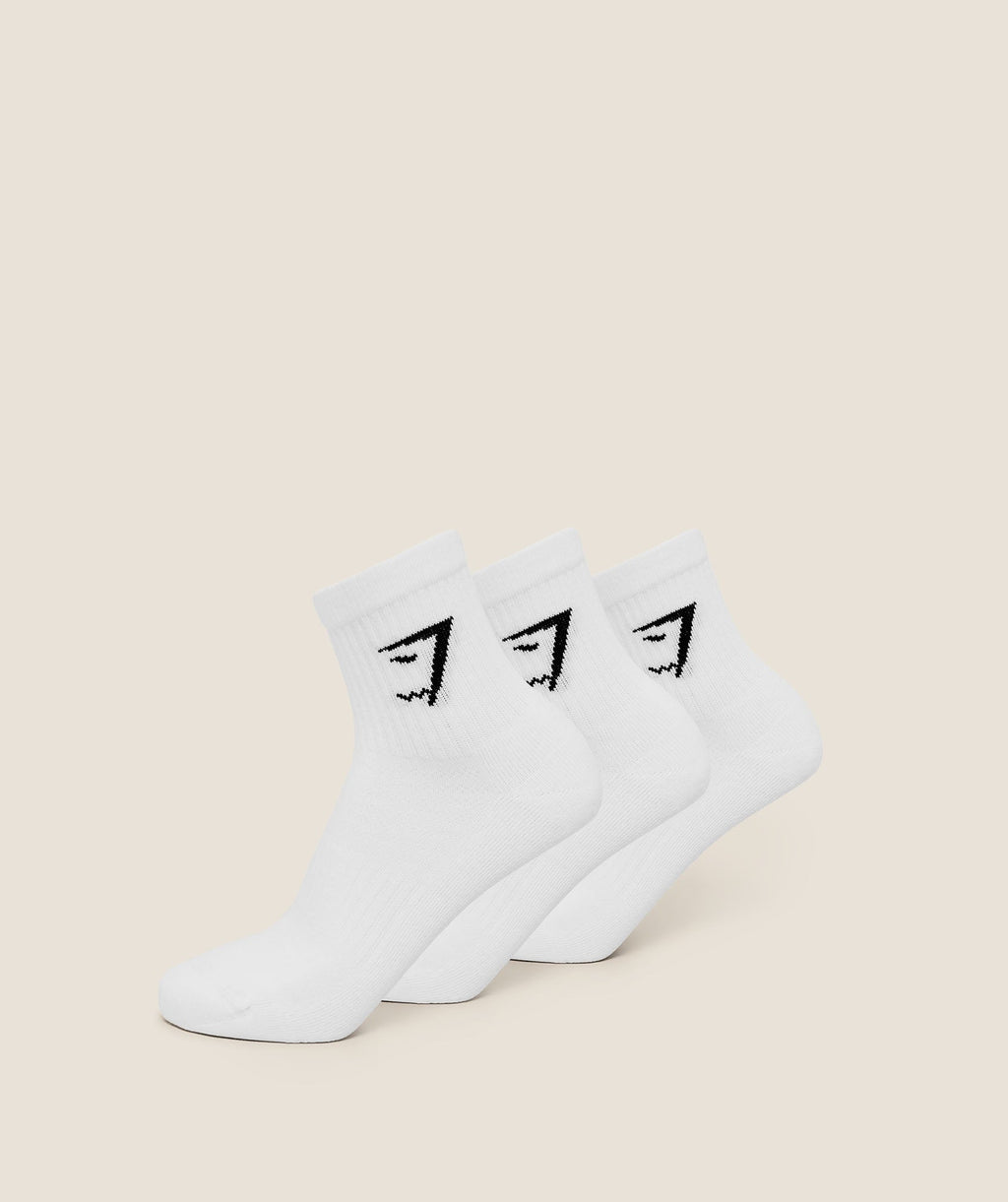 Gymshark Midi Socks 3pk – GS White