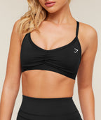 Gymshark Ruched Strappy Sports Bra Black
