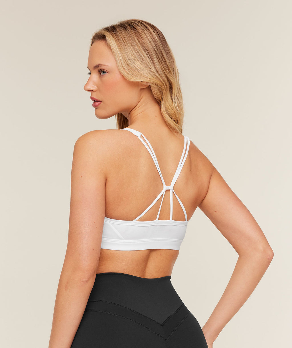 Gymshark Ruched Strappy Sports Bra White