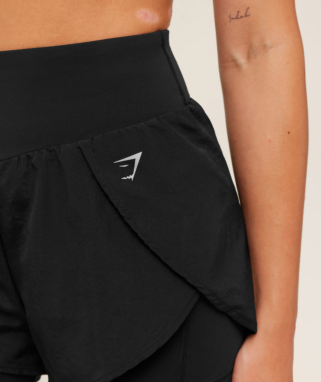 Gymshark Running 2-in-1 Shorts Black