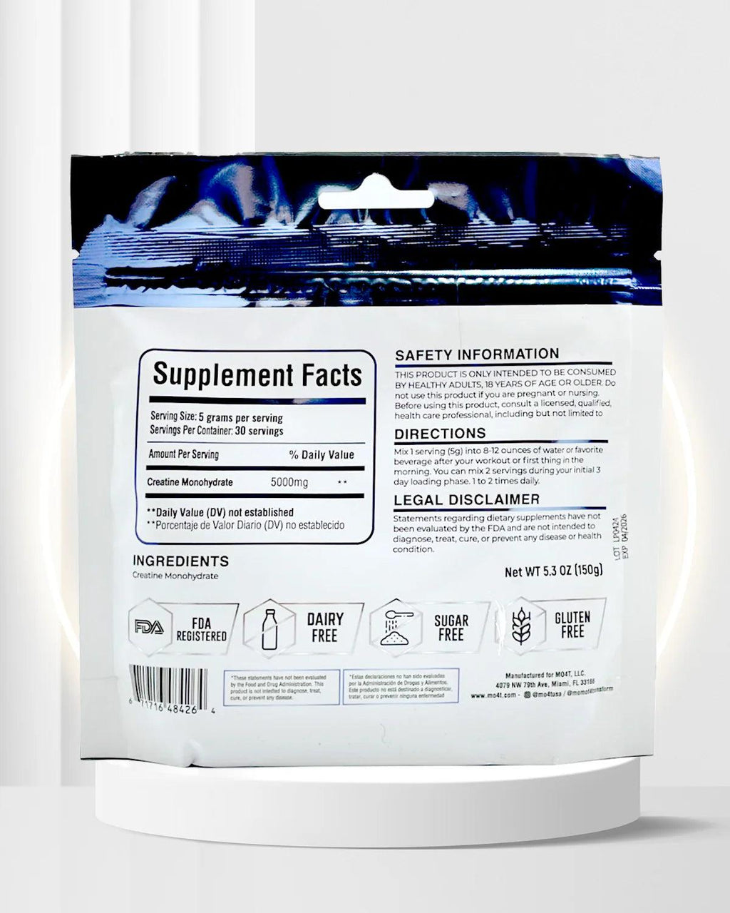 CREATINA MO4T Monohidratada micronizada  150 Gr
