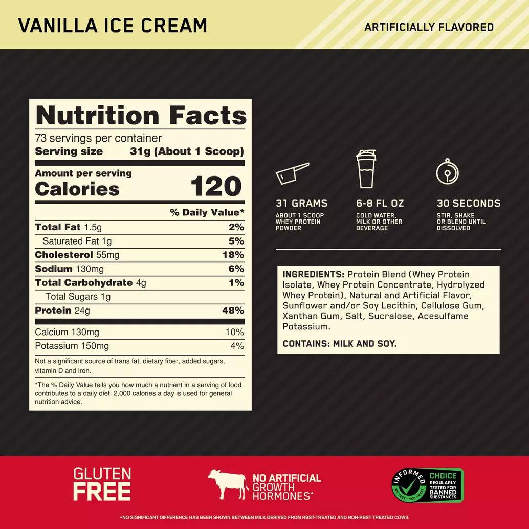 Proteína Optimum Nutrition 100% Whey Gold Standard 5 lb   Vainilla Ice Cream