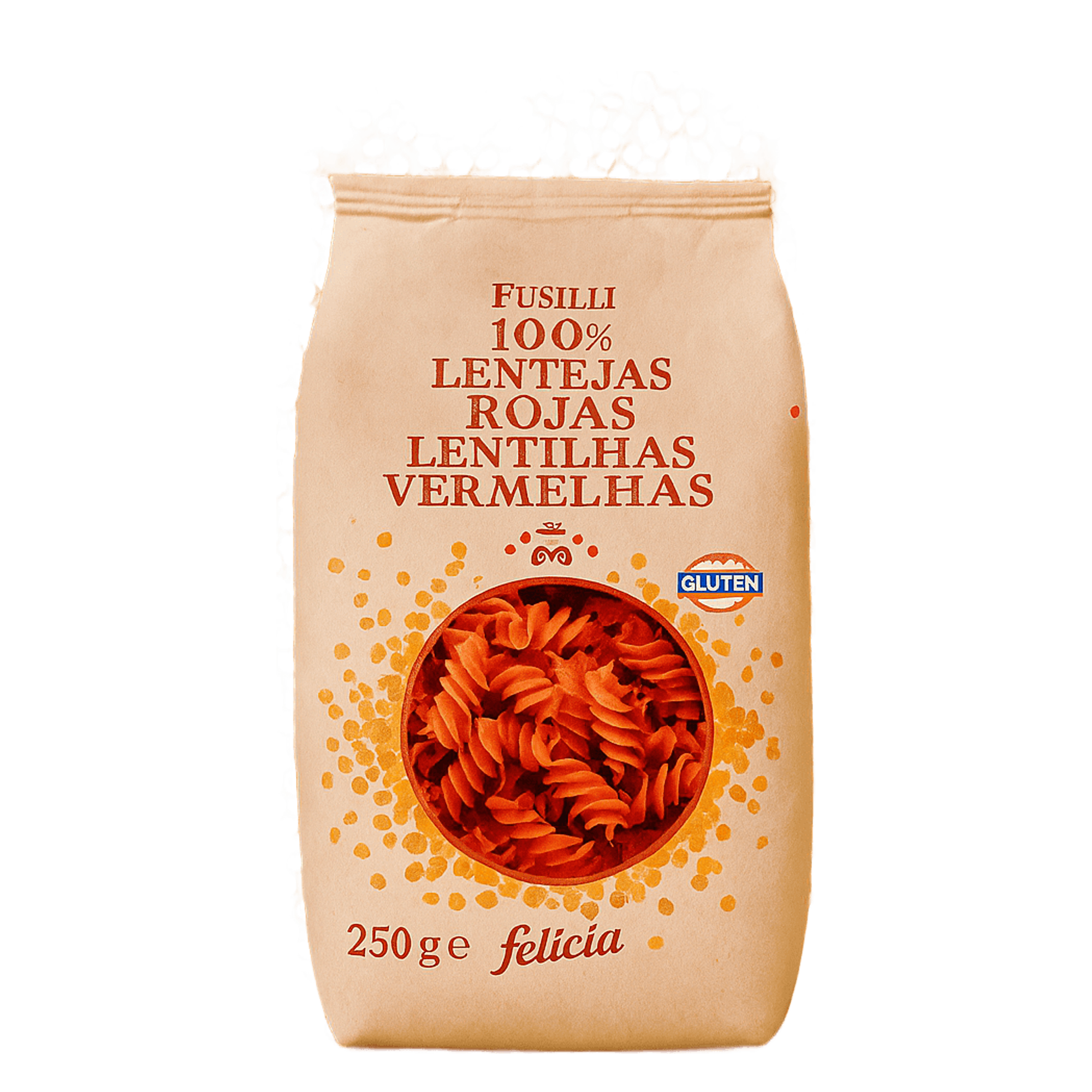 Pasta Fusilli 100% Lentejas Rojas Felicia 250 g